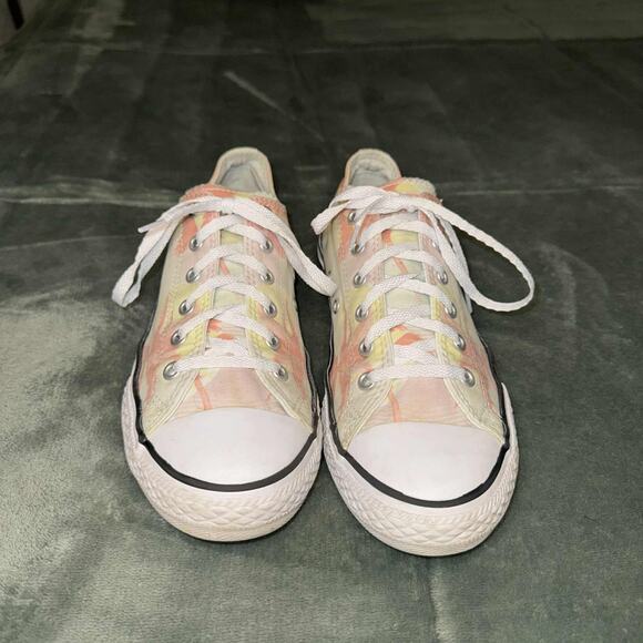 Converse Chuck Taylor All Star Sneakers Juniors 5 White Pink Palm Trees Low Top - Picture 2 of 8